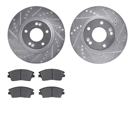 DYNAMIC FRICTION CO 7302-03093, Rotors-Drilled and Slotted-Silver with 3000 Series Ceramic Brake Pads, Zinc Coated 7302-03093